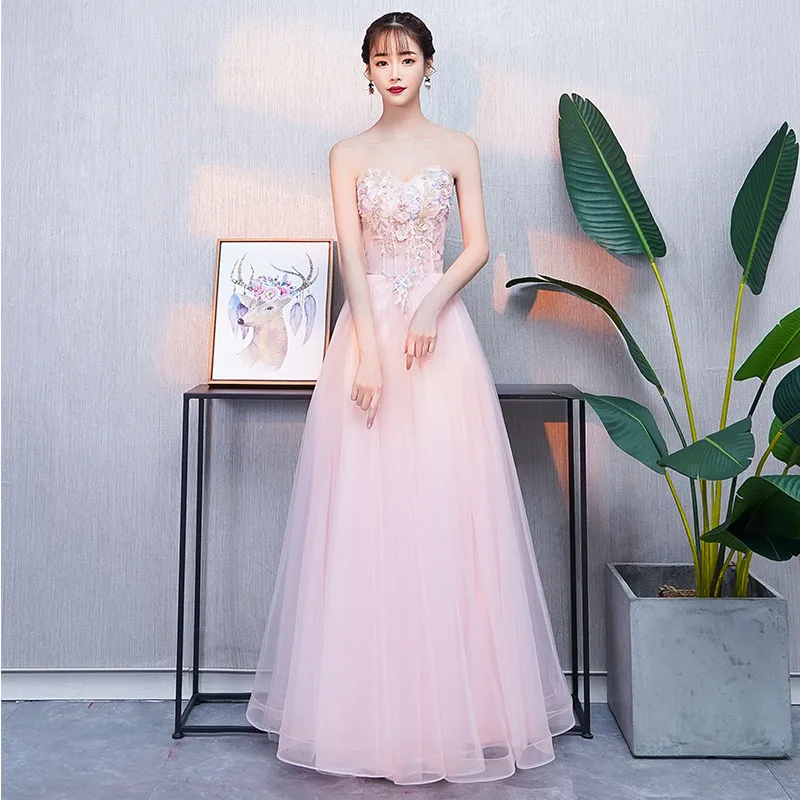 

2019 New Fashion Robe de Soiree Long Prom Dresses Sexy Sweetheart Lace Floral Flower Sash Formal Evening Dress Party Gowns