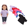18 inch Girls doll clothes Simple T-shirt suit + black jeans American newborn dress Baby toys fit 43 cm baby dolls c91