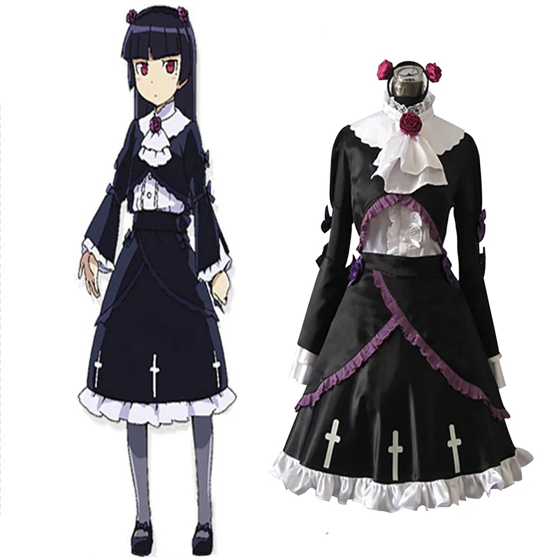 Anime Oreimo ore no imouto ga konnani kawaii wake nai Ruri Goko Kuroneko Black Uniform Dress |
