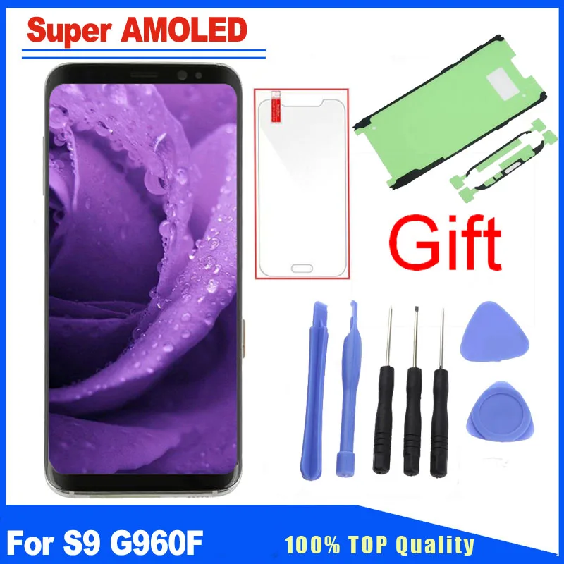 

Super AMOLED Replacement For Samsung Galaxy S9 SM-G960F G960 LCD Display Touch Screen Digitizer With Frame Full Assembly