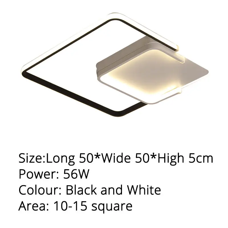 New Arrival Modern LED Round/Square Celling Lights For Living Room Bedroom Remote Control Lamparas De Techo Moderna Indoor Home - Цвет корпуса: A 50x50x5cm 56w