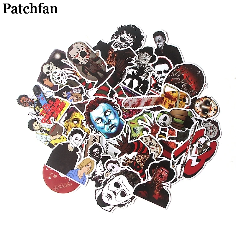 

12sets/lot Patchfan 37pcs Michael Myers Friday the 13th Freddy Krueger Stickers pack Decals DIY scrapbooking album Sticker A2134
