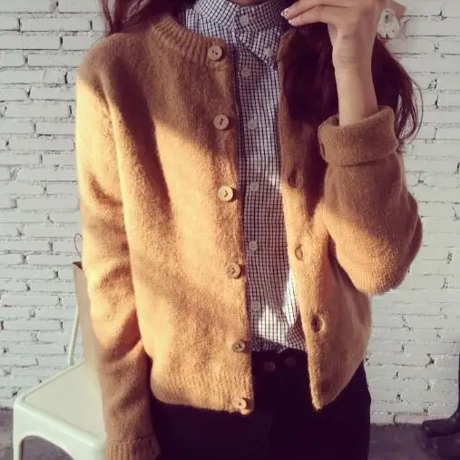 

Women Cardigan Sweater Autumn Winter Woolen Knitted Cardigan Female Thick Short Jacket Sweater Women Basic Coats Jumper DW689