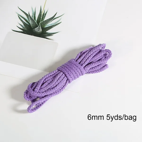5 ярдов 6 мм полиэстер хлопок Плетение шнур витая веревка ручной работы ремесло декоративная нить DIY - Цвет: purple