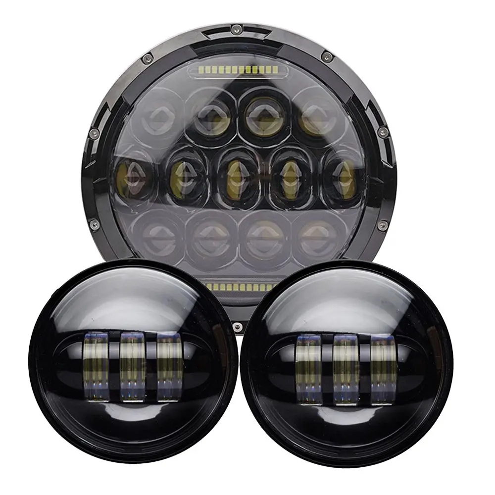 " дюймовый 75 w для Harley Мото Светодиодный фара+ 2x4,5" 30 w Туман света, проходящего лампы+ крепления кольца для мотоцикл Harley Davidson