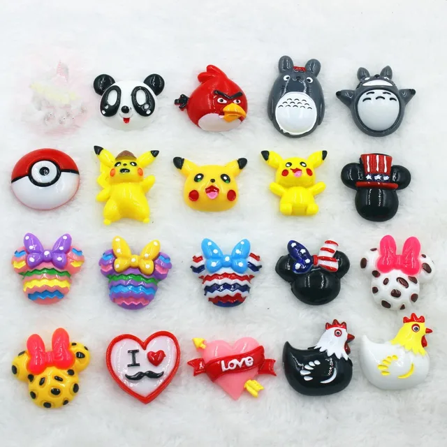10 pcs/lot kawaii résine personnage de dessin animé pour enfants cheveux maison dos plat