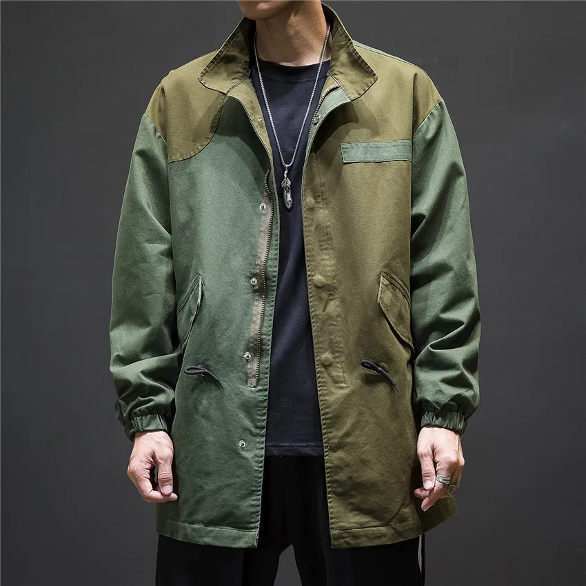 Fall Winter Mens Jackets And Coats Long Windbreaker Back Split Plus Size Hip Hop Men Coat Clothing Streetwear Male Bomber Jacket