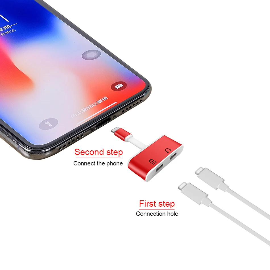 !ACCEZZ TPE AUX Dual Lighting Adapter Cable For iPhone 7 8 Plus XR XS MAX X Audio Calling Charging Connector For IOS 10 11 12 (1)
