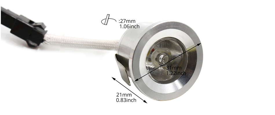 ZMISHIBO 1 Вт Мини светодиодный прожектор светодиодный светильник Алюминий теплый/холодный белый светодиодный светильник 100 V-240 V 1 дюйм 27 мм с отверстием под шкаф для осветительных приборов