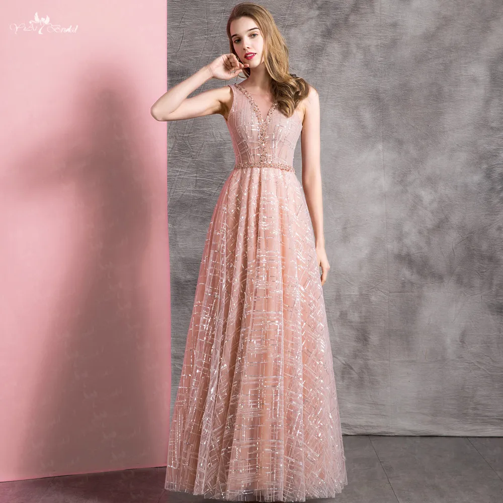 

LZF097 Long Evening Dress Glittering Prom Dresses Backless Beading Formal Dress Party Vestido De Festa Longo