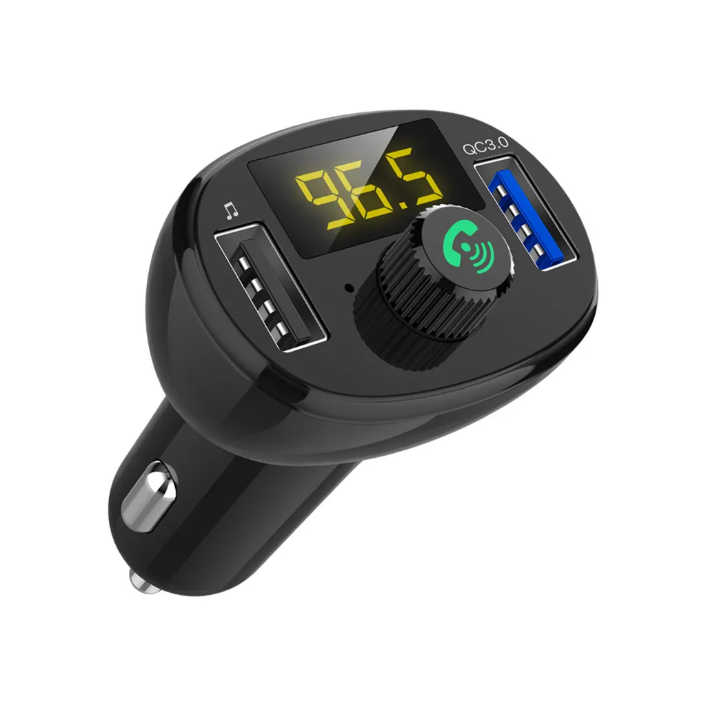 Беспроводной Bluetooth FM передатчик, автомобильный набор, автомобильные инструменты для Д ED цифровой Дисплей Bluetooth MP3 Dual USB Вход TF карты - Название цвета: Черный