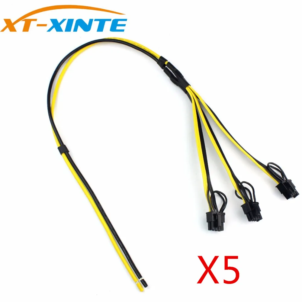 Mejor vendedor  Cable adaptador para minería de XT-XINTE, Cable de alimentación de 8 pines, 12AWG + 18AWG, 5 uds., Tarjeta de Video GPU 1 a 3 6p + 2p, para minería de BTC p6K0g8g3