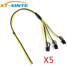 XT-XINTE 5 шт. кабель питания от 1 до 3 6p + 2p кабель адаптера для майнинга 8pin GPU видеокарта провод 12AWG + 18AWG кабели для майнинга BTC