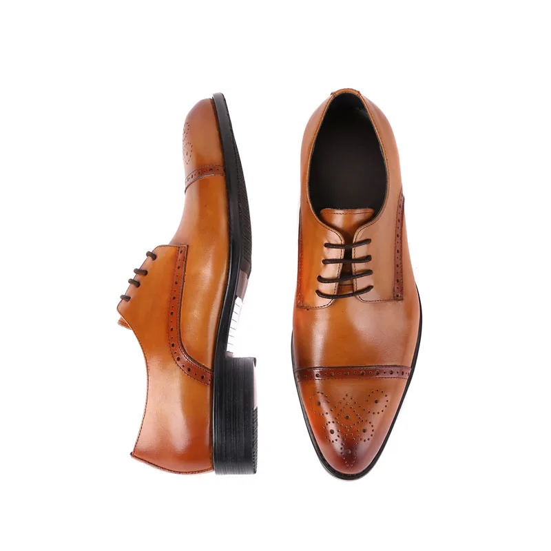Puntiagudo Negro Zapatos Respirables Mens Boda Del Hombre Mycolen De Los Pie naranja Vestido Dedo Cuero Tallados Genuino Brogue Hombres Formal La qvHvwgX0