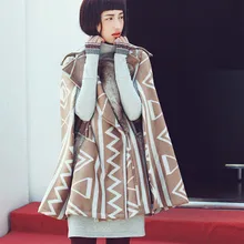Aporia. As, новинка, индивидуальный женский осенне-зимний съемный меховой воротник, геометрический принт, Свободный плащ, стильные шерстяные пальто