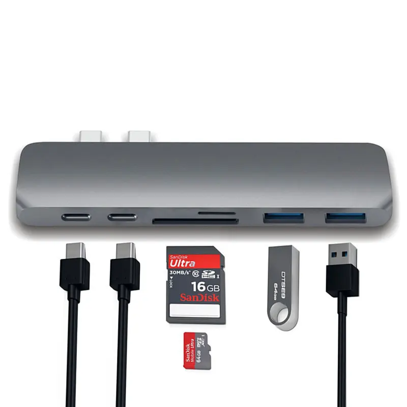 EASYA USB C концентратор к HDMI адаптер Thunderbolt 3 двойной usb type-C концентратор док-станция с TF SD слот PD для нового MacBook Pro USB-C ключ