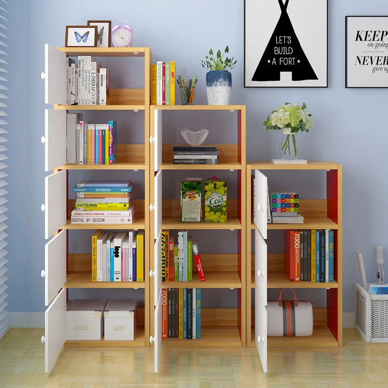 متعددة طبقة خشبية خزانة جدار تخزين الرف الإبداعية الحديثة مجتمعة المنزل أثاث للديكور طالب رف مع الباب