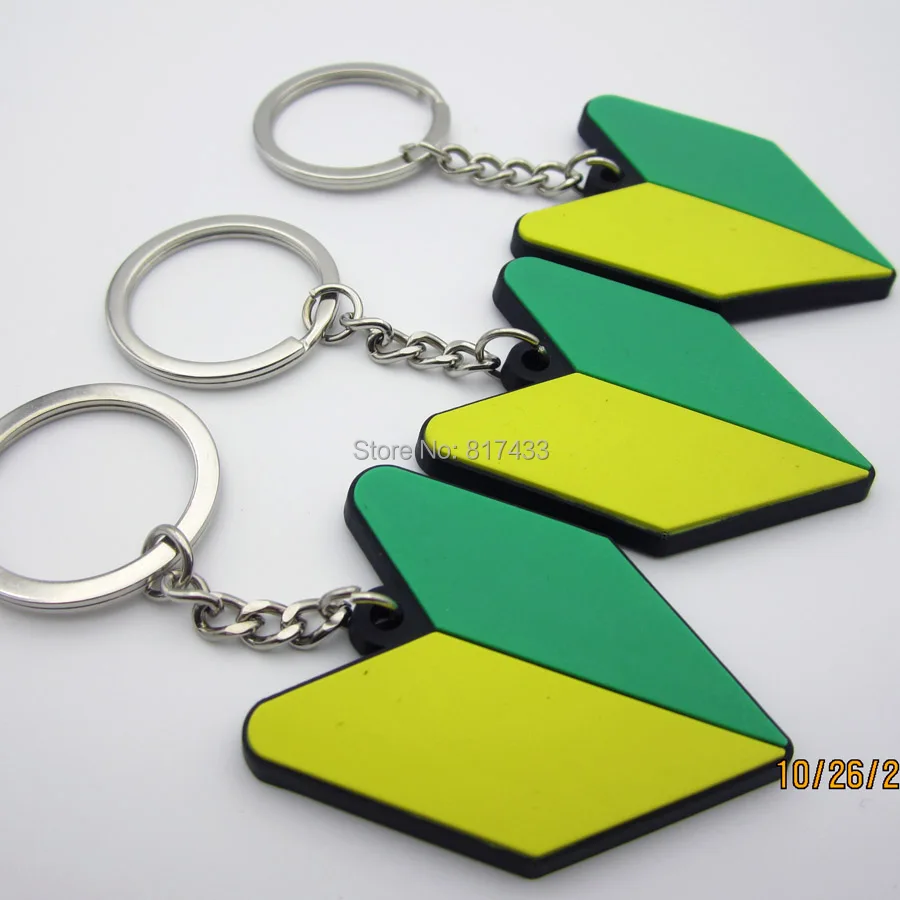 

1pcs soft Rubber New driver badge JDM arrow tip arrowhead keychain wakaba keyring Shocker hand key chain ring