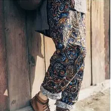 Новинка женские из хлопковых нитей печати случайные брюки S79