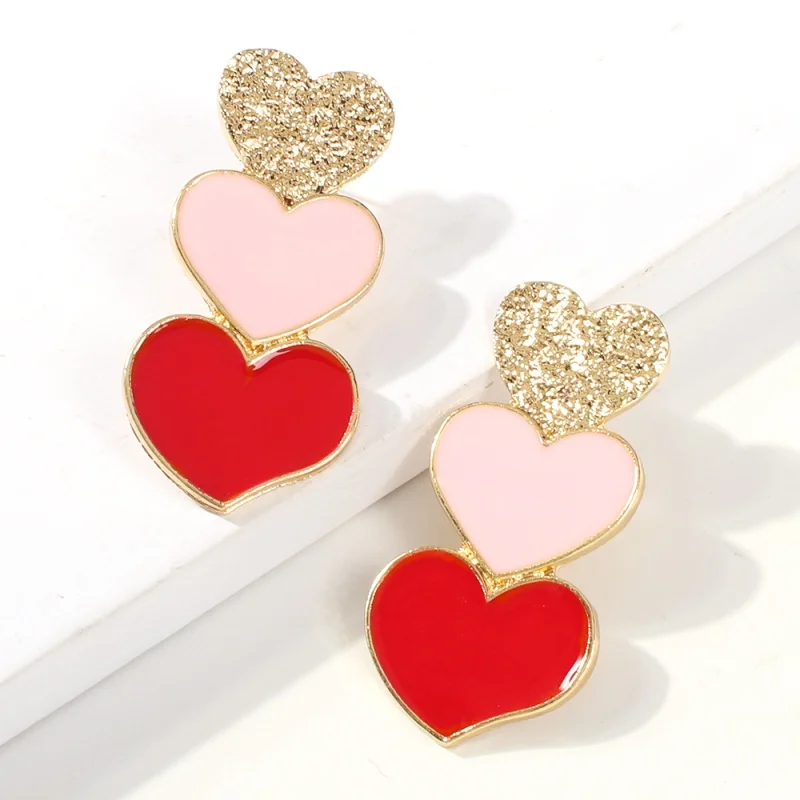 

Lalynnlys Fashion Pink Red Heart Drop Earrings For Women Girls Party Wedding Dangle Earrings Ear Jewelry Accessories Hot E56241