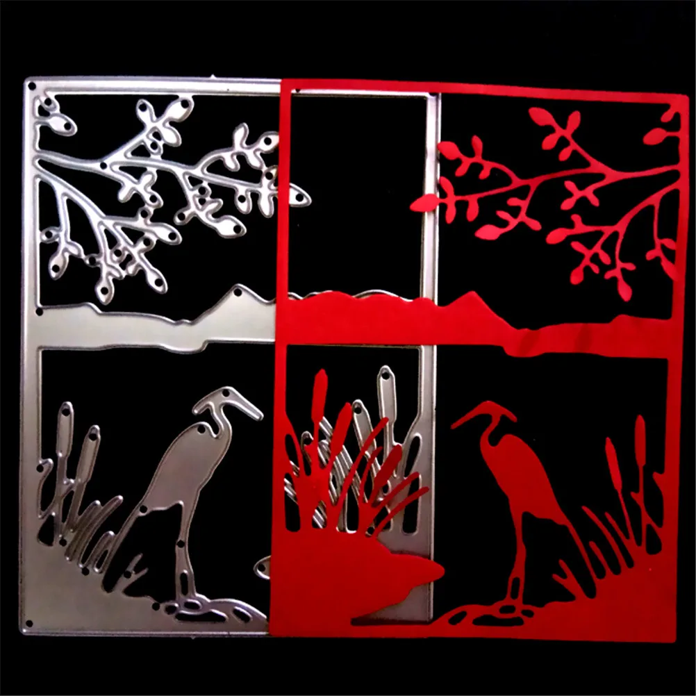 12.9*9.6cm Crane Drawing Table Scrapbooking DIY Album Cards Paper Die Metal Craft Stencils Punch Cuts Dies Cutting