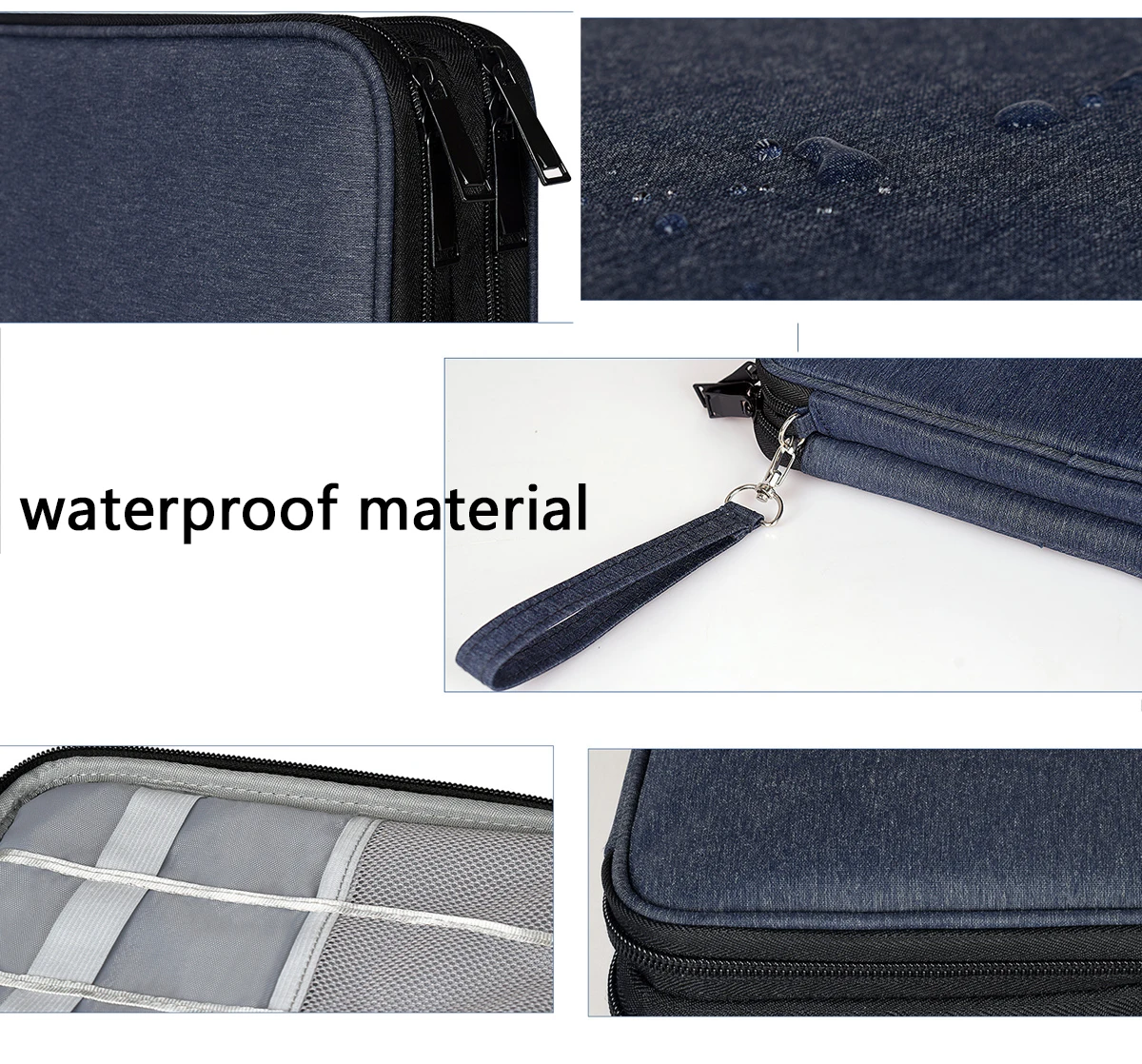 Waterproof Electronics Accessories Organizer Travel Bag Tablet Storage Case for iPad Mini Air 2 Phone Charger Power Bank Cable