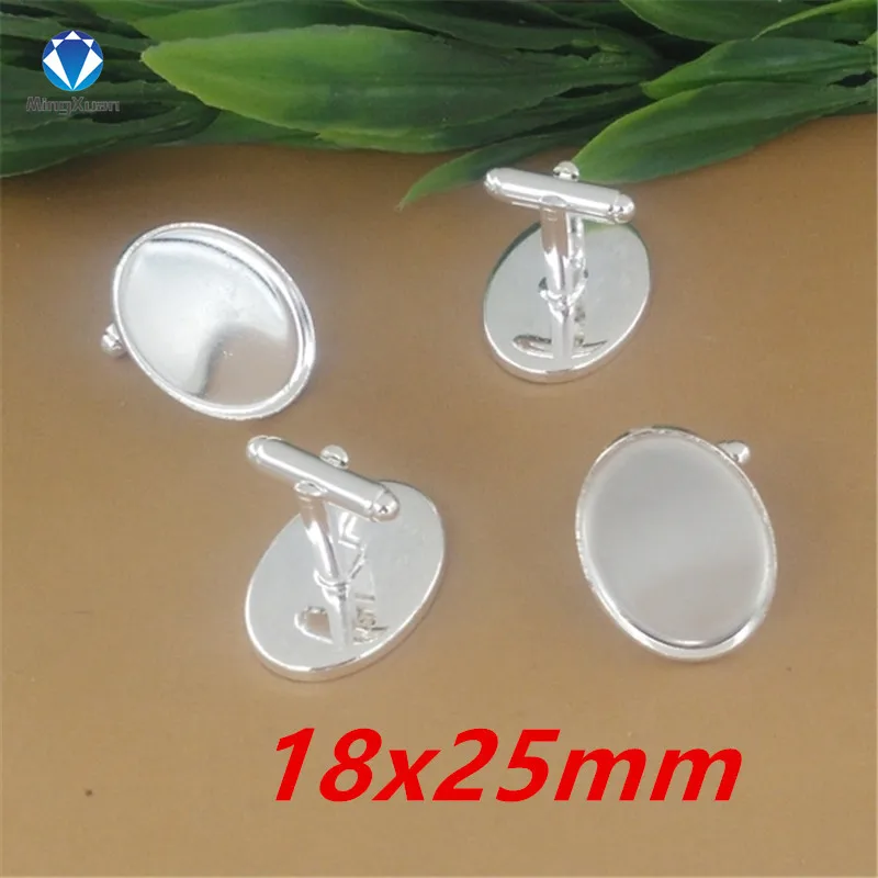 MINGXUAN 10 шт./лот 18*25 мм посеребренные запонки пустая основа овальный поднос рамка