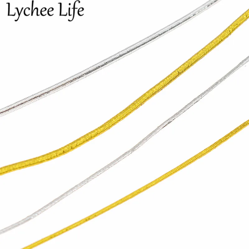 Lychee Life золотые и серебряные эластичные нитки полиэфирные резиновые чашки нитки DIY Ручная работа швейная одежда декоративные принадлежности аксессуары