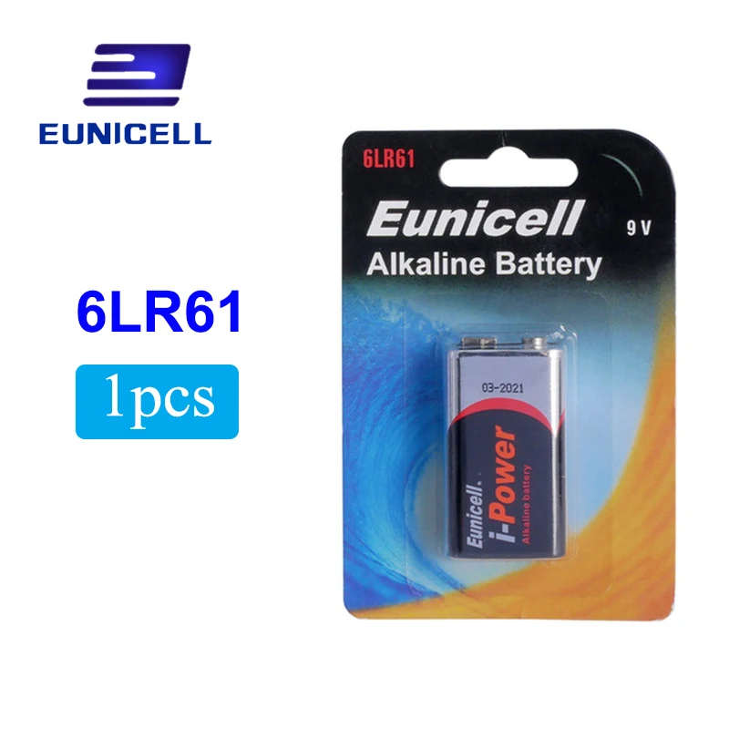 EUNICELL 1 шт сухой Батарея 9V 6LR61 PPP3 1604A щелочной Батарея 6F22 Non-аккумуляторные батареи для автомобилей радио антенна, Камера, игрушки, дропшиппинг