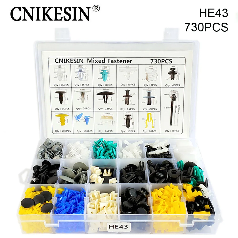 CNIKESIN 17 видов смешанных 730 шт авто крепеж и инструмент Универсальная автомобильная дверная пластина бампер крыло фиксатор зажимы для всех автомобилей серии