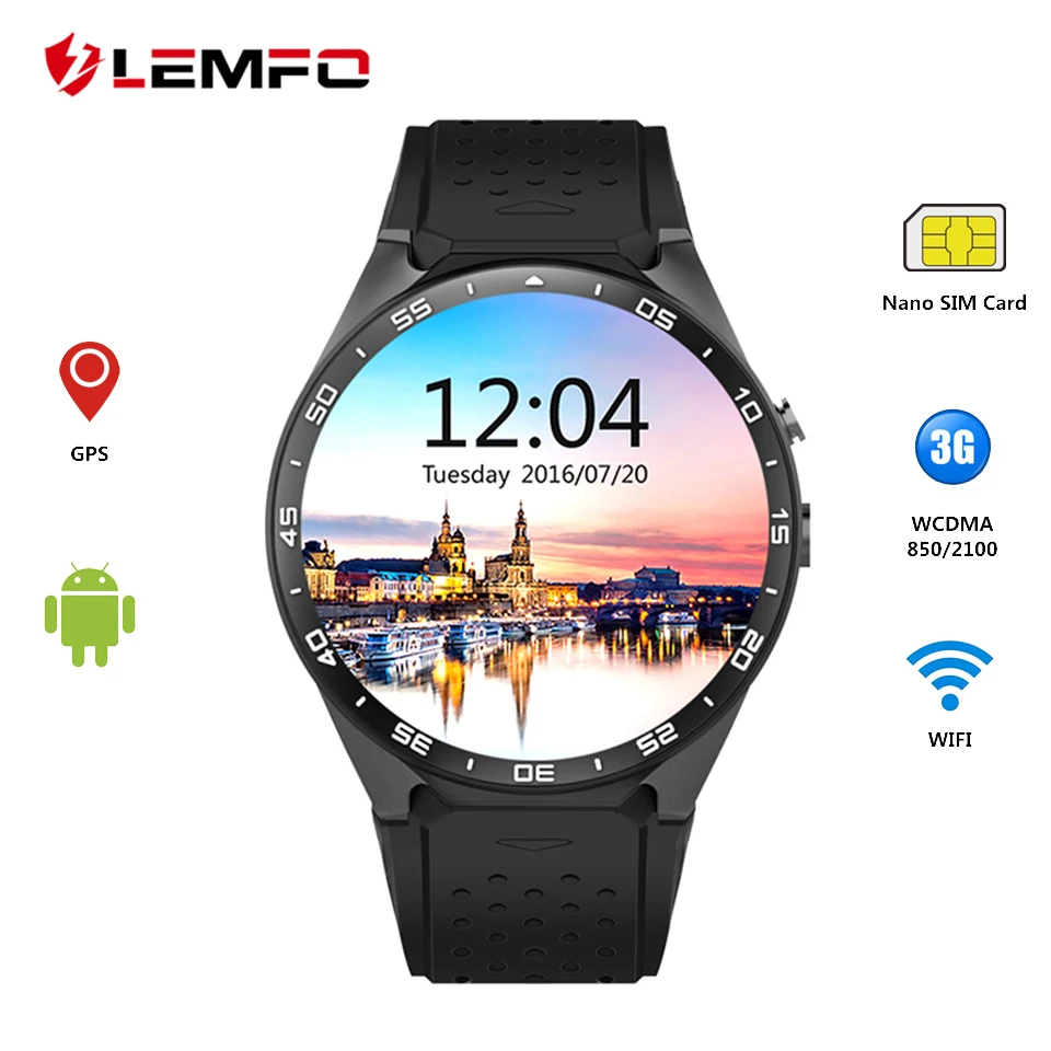 

LEMFO KW88 Smart Watch Android 5.1 MTK6580 Quad Core Smartwatch 4GB + 512MB with 2.0MP camera for Men Women