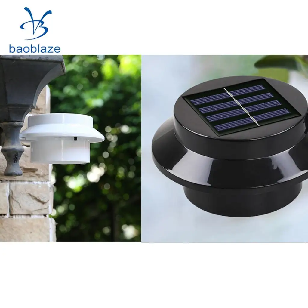 2pcs Solar Powered Yard Wall LED Light Fence Wall Lamp  White Light Black&White