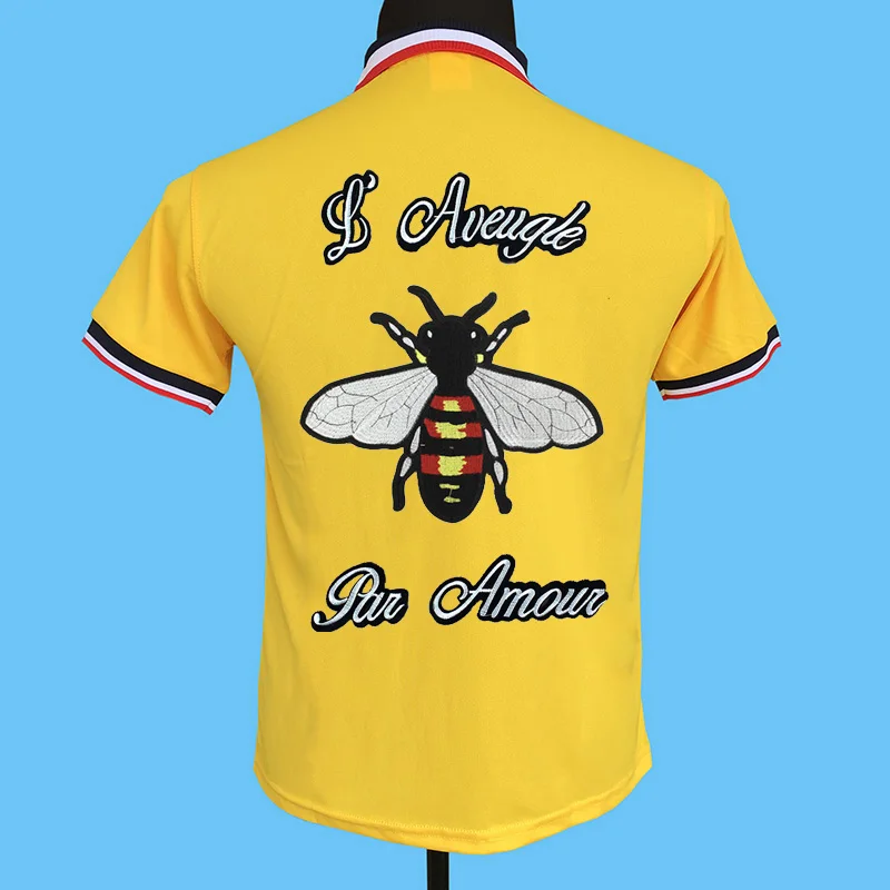 Бренд seestern новые мужские рубашки поло трикотажные окрашенные Воротник сзади аппликация вышивка, blind love bee Модные топы