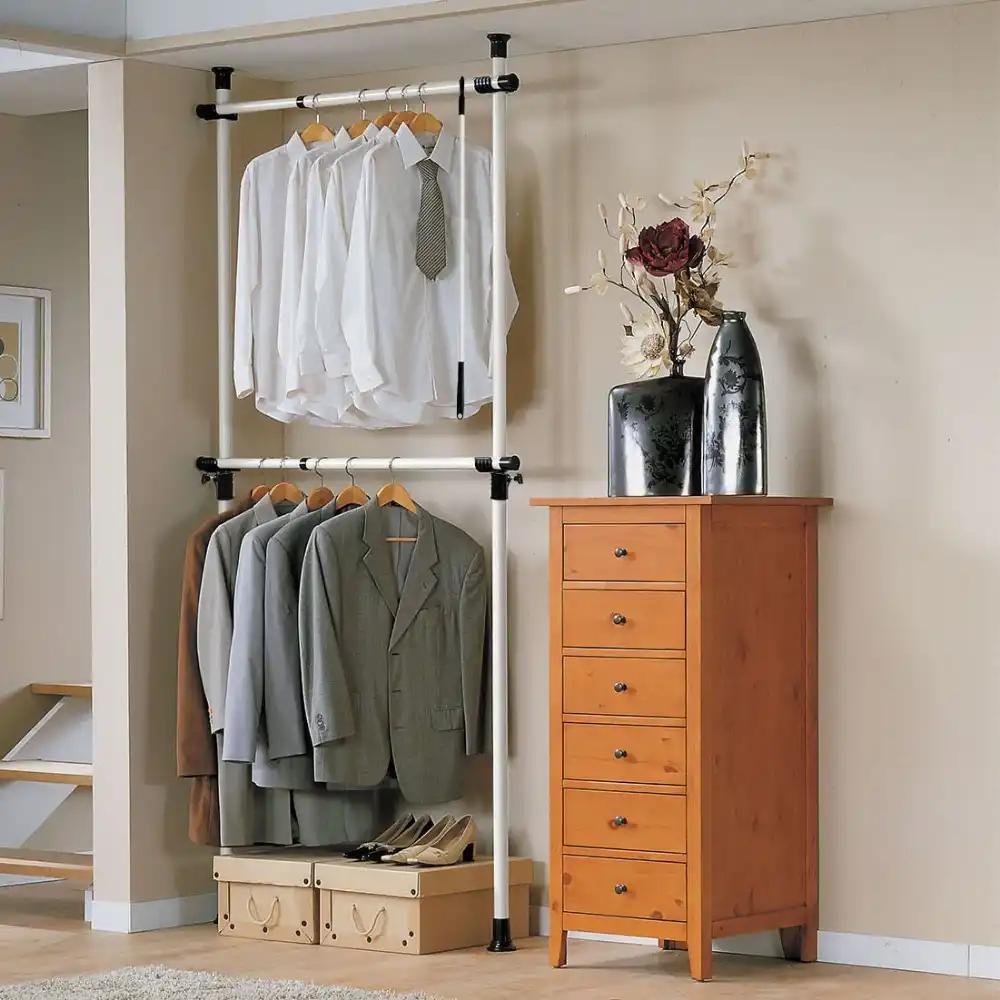 Sobuy Frg109 Telescopic Wardrobe Organiser Hanging Rail Clothes