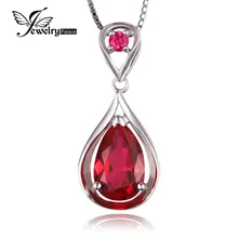 Jewelrypalace 4ct creado red gota de agua pendiente de rubí aniversario 925 de plata de ley para las mujeres joyería fina sin una cadena