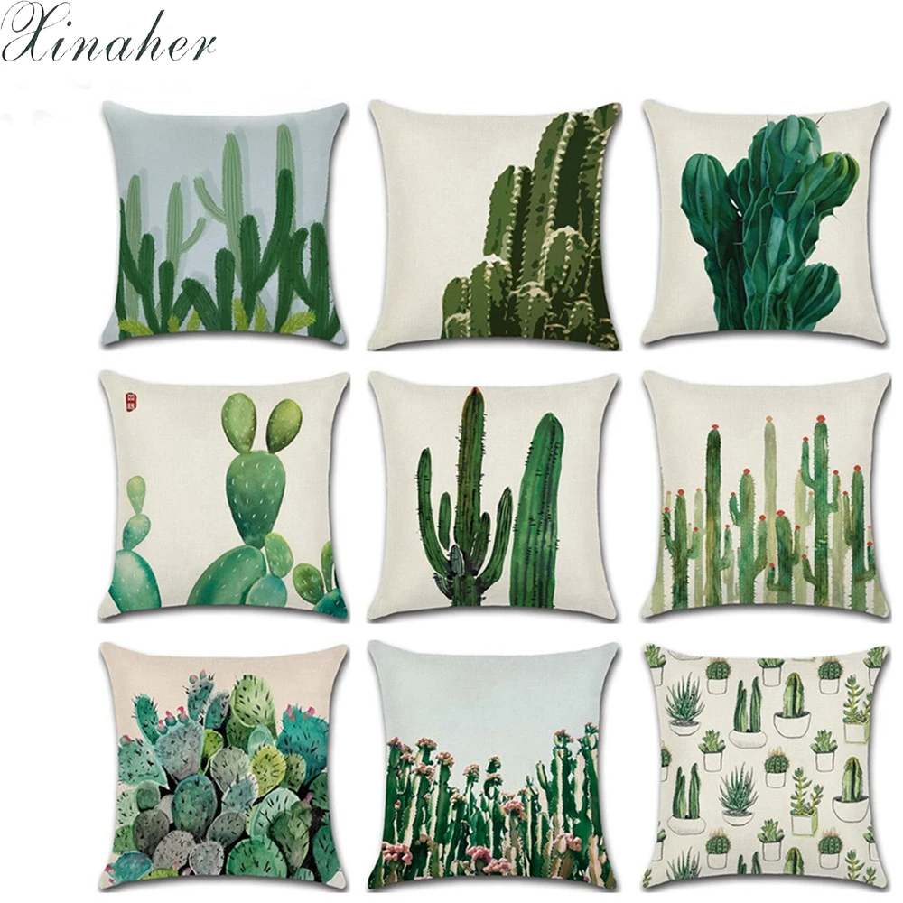 

Cactus Plants Printed Cushion Cover Cotton and linen Home Decor Bedroom Decorative Car Seat Throw Pillow Cover For Sofa