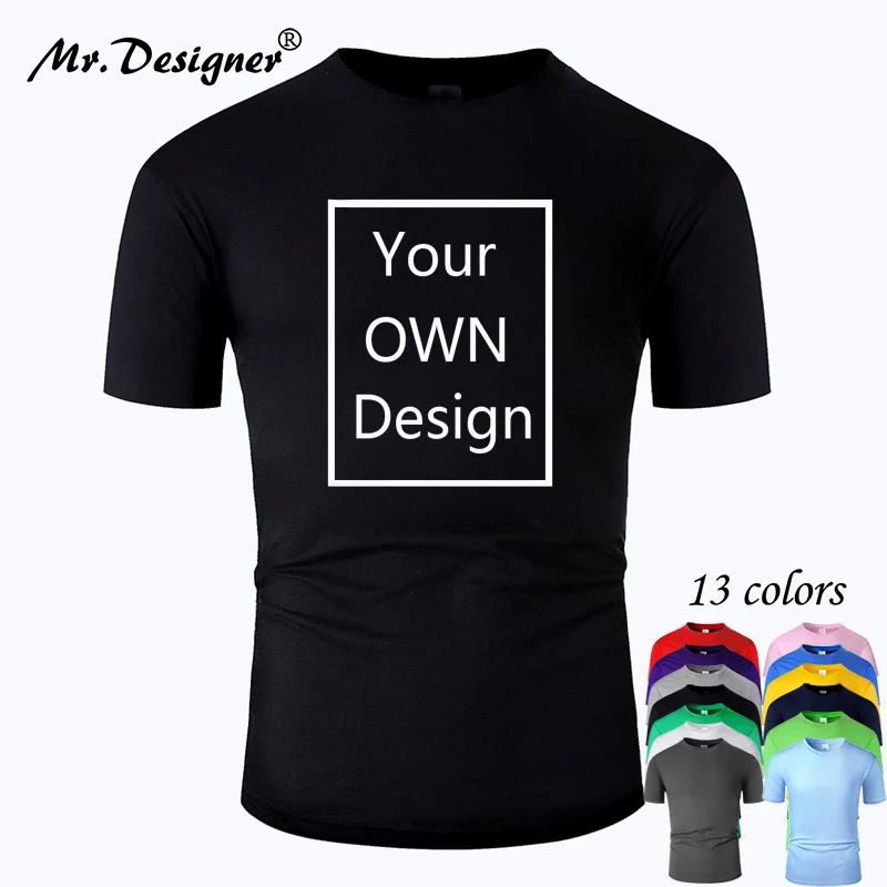 Votre propre conception marque Logo/image personnalisé hommes et femmes bricolage coton t-shirt à manches décontracté casual T-shirts hauts Tee 13 couleur tm001