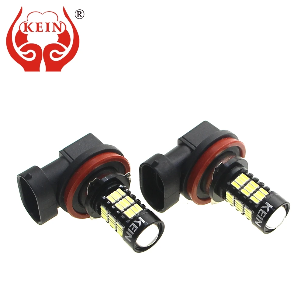

KEIN 2PCS H11 H8 led Fog Light 54SMD 4014 LED car auto DRL Lamp daytime External H8 H11 fog bulbs lamp Vehicle 12V with HD lens