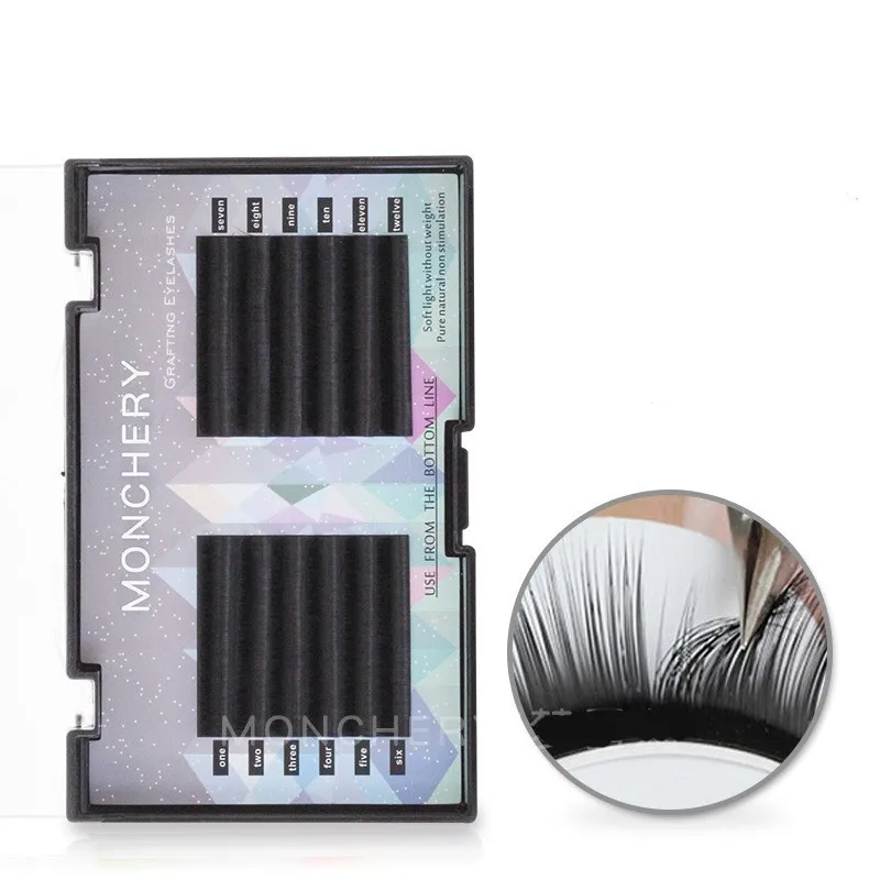 

Camellia Easy Pick Volume Mega Single False Eyelashes Extension Soft Thick 12 Rows Multi-length Layered Grafting 0.07