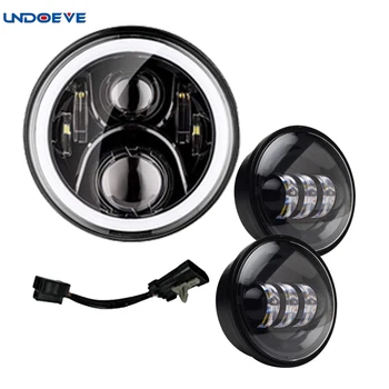 

7" 60W LED Projector Headlight Hi/Low with DRL and 4.5" Passing Auxiliary Fog Lights For motorcycles Electra Glide