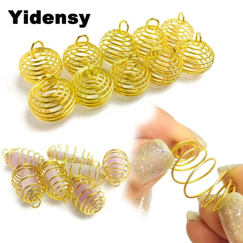 Yidensy 20pcs Small Shiny Gold Silver Color Wire Wrap Cage