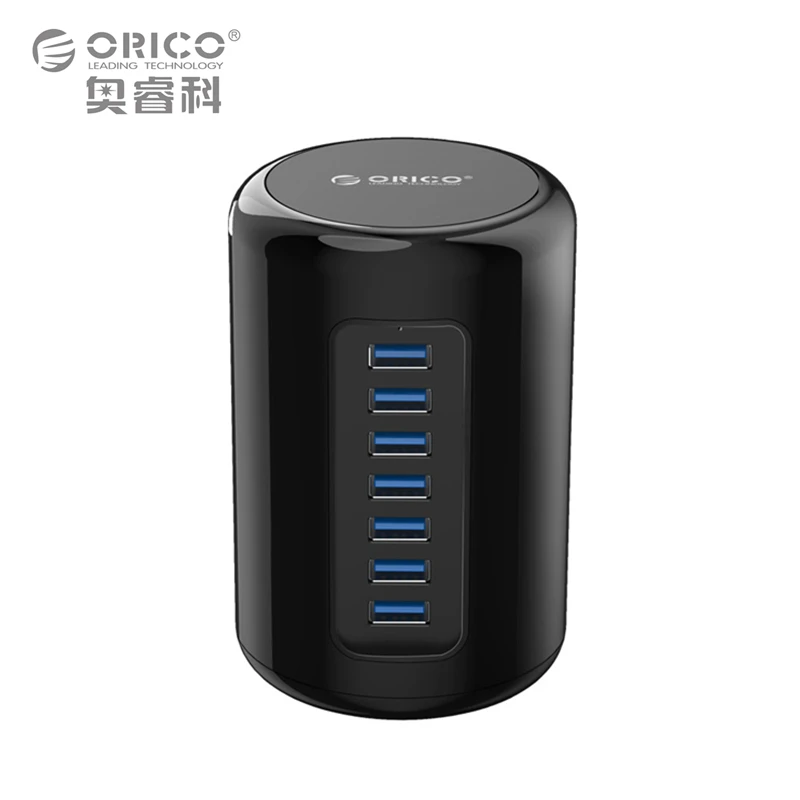 

ABS Round Marc Design 7 Ports USB HUB 3.0 -Black