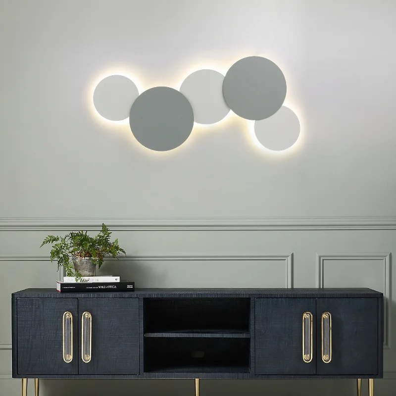 

LED simple creative round eclipse wall lamp minimalist bedroom combination engineering wall lamp for bedroom living