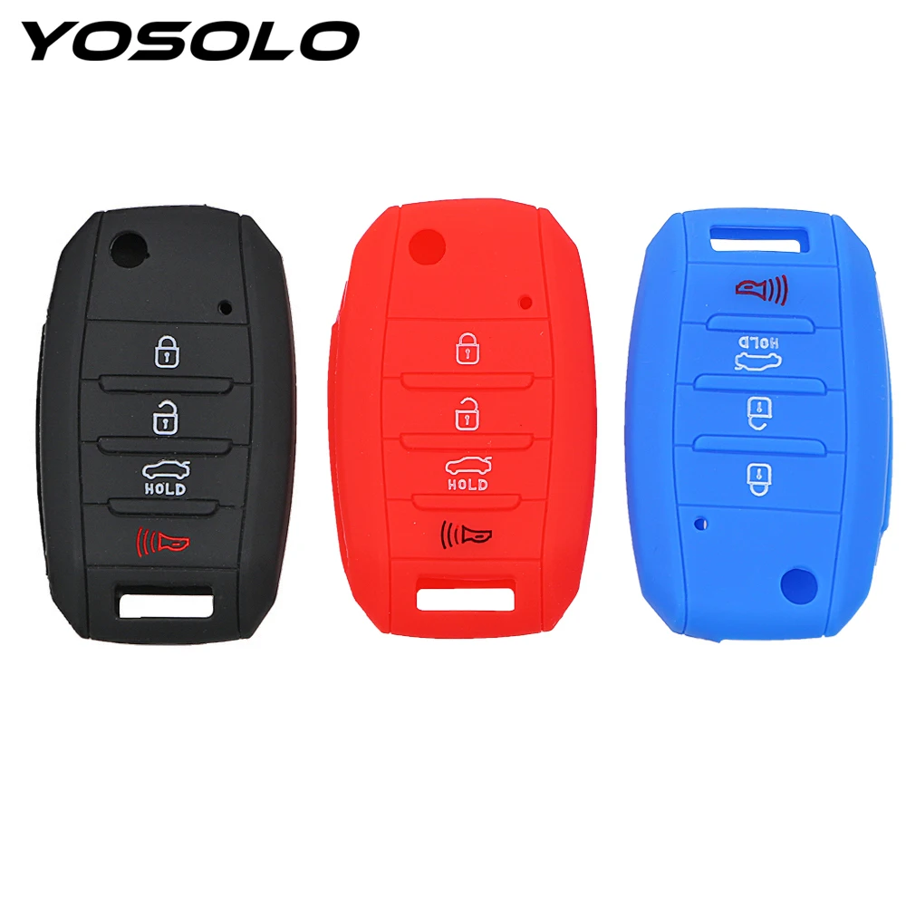 

4 Buttons Silicone For KIA rio Sportage 2016 ceed Sorento cerato K2 K3 K4 K5 Key Bag Car Key Cover Car Silicone Rubber Key