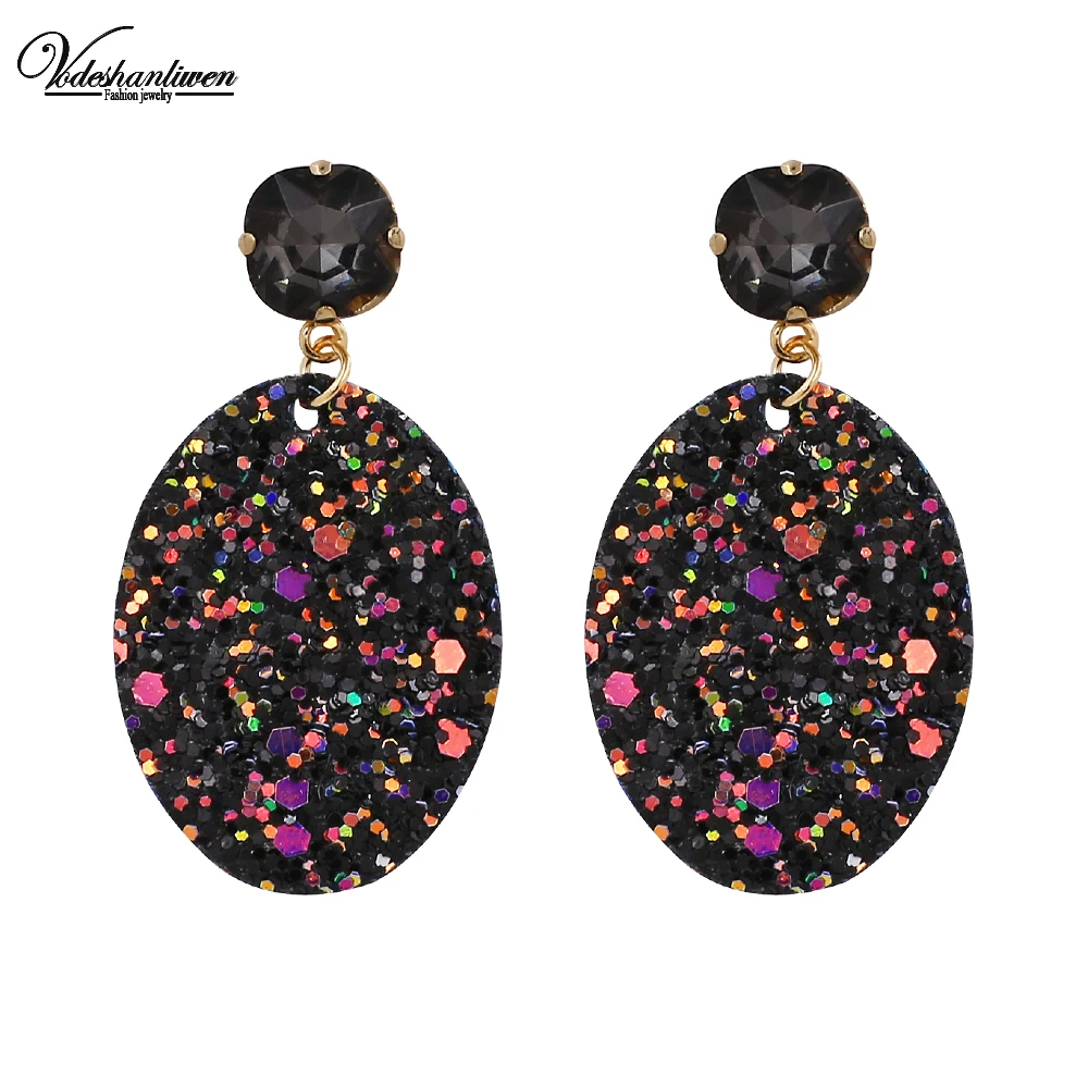 

Vodeshanliwen Blink paillette Drop Earrings 2018 New Design Fashion Crystal Statement Dangle Earrings For Women Gift Accessories
