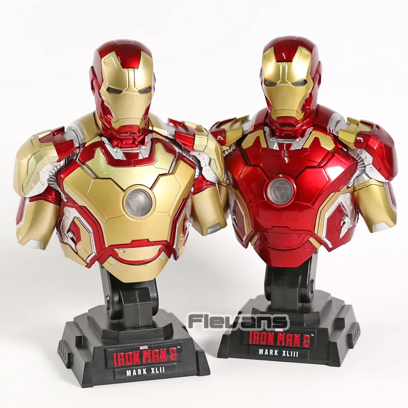 

Iron Man MARK XLIII MK 43 / MARK XLII MK 42 Bust Statue PVC Figure Collectible Model Toy with LED Light