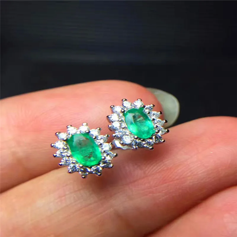 Vintage Emerald Stud Earrings 3 5mm Natural Silver Vintage Emerald Stud Earrings 3 5mm Natural Silver Solid 925 Sterling Gift In From Jewelry