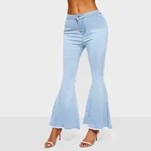 Женские джинсы повседневные офисные женские синие винтажные элегантные тонкие джинсы с высокой талией на молнии простые джинсовые женские модные брюки-клеш