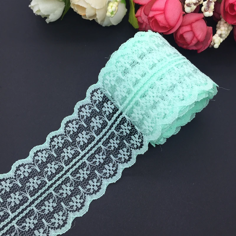 

10yards/lot 45mm Wide Cyan Bilateral Handicrafts Embroidered Net Lace Trim Ribbon Wedding/Birthday/Christmas Decorations