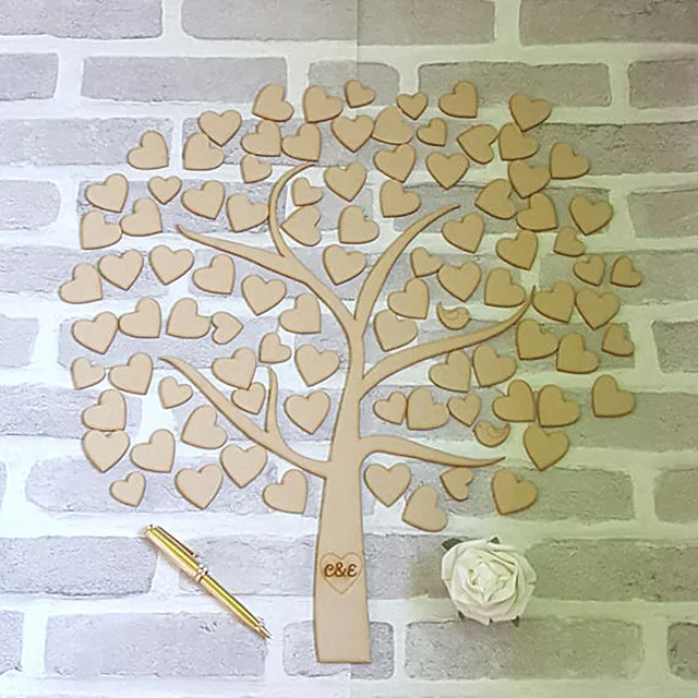 Personalized Custom Wooden Tree Of Hearts Alternative Wedding